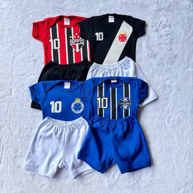 Conjunto Infantil Bebê de Time | Suedine 100% Algodão