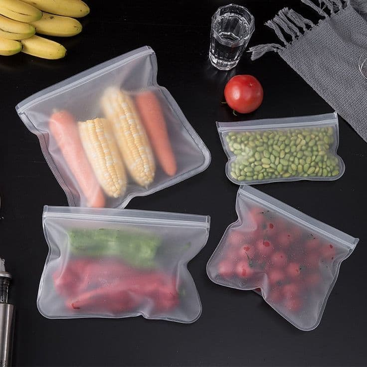 Kit 4 Sacos Hermético Organizador Zip Multiuso Freezer Geladeira Alimentos