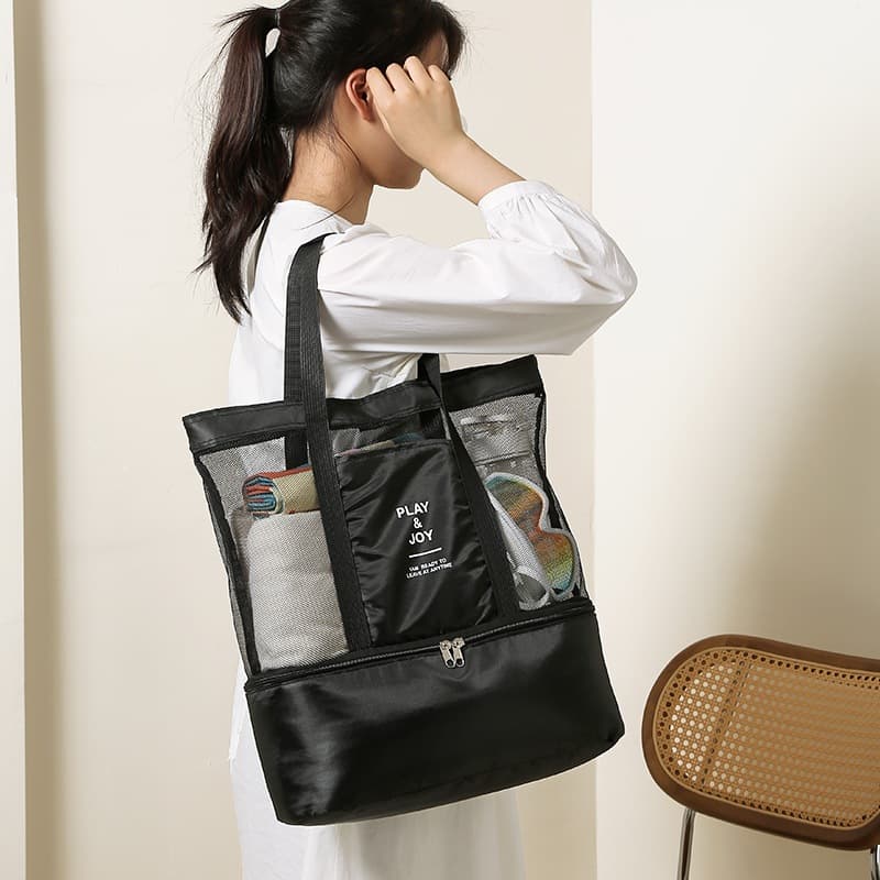 Bolsa Sacola de Praia Com Cooler Separação de Seco e Molhado