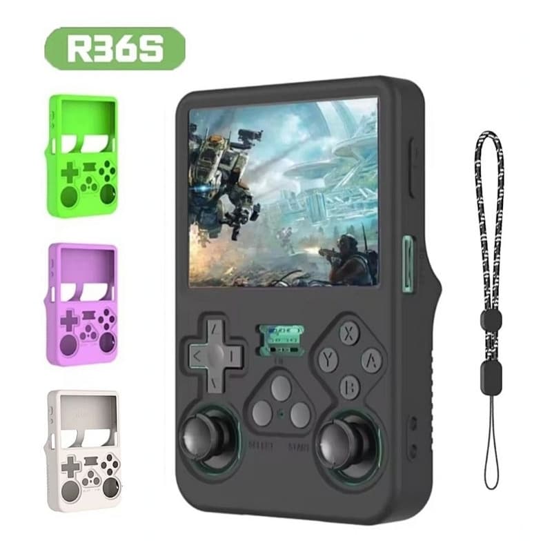 Capa Protetora de silicone para Game console R36S + Alça correia.
