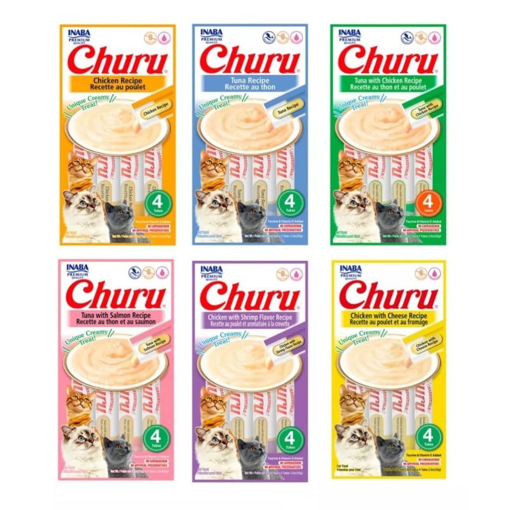 Churu Petisco Para Gatos Kit 6 Unid Sabores Variados 4x14  sache umido para gatos