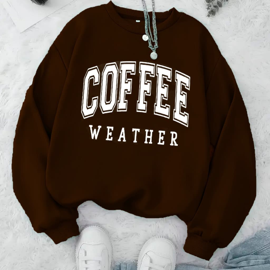 Moletom Careca Coffee Weather (FRENTE) Gola Redonda Casaco Masculino Feminino Flanelado Unissex Inverno Blusa De Frio