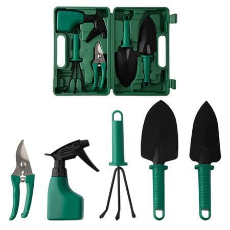 Kit Para Jardinagem Jardim Jogo Ferramentas Grama Corta Galhos Maleta Pás Poda 5 Peças Com Maleta Top Promoção