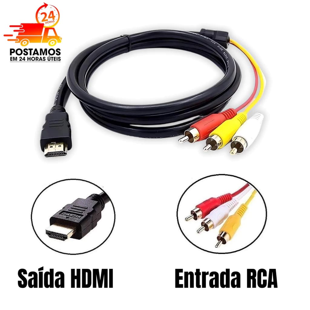 Cabo HDMI Macho para 3 RCA AV - 1,5M - Áudio/TV Cabo Vga Para 3x Rca 3 Video 1.8m/Cabo Hdmi Macho Para Vga Macho 1.8m PC