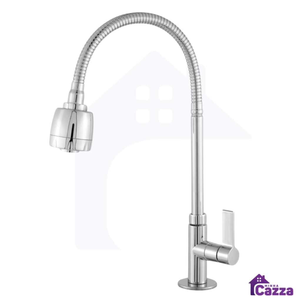 Torneira Gourmet de Cozinha Flexível Metal Inox Bancada 1/4 Volta Luxo Cromo Premium