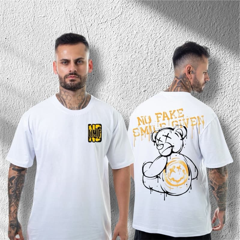 Camiseta Oversized Estampada Machão Gym Academia Streetwear Treino Moda Masculino Blogueiro Urso