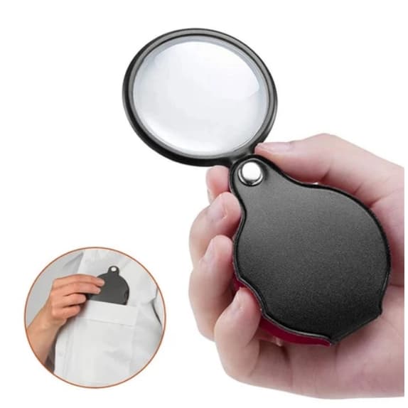 Lupa De Aumento Bolso Portátil Dobrável Lente 60mm