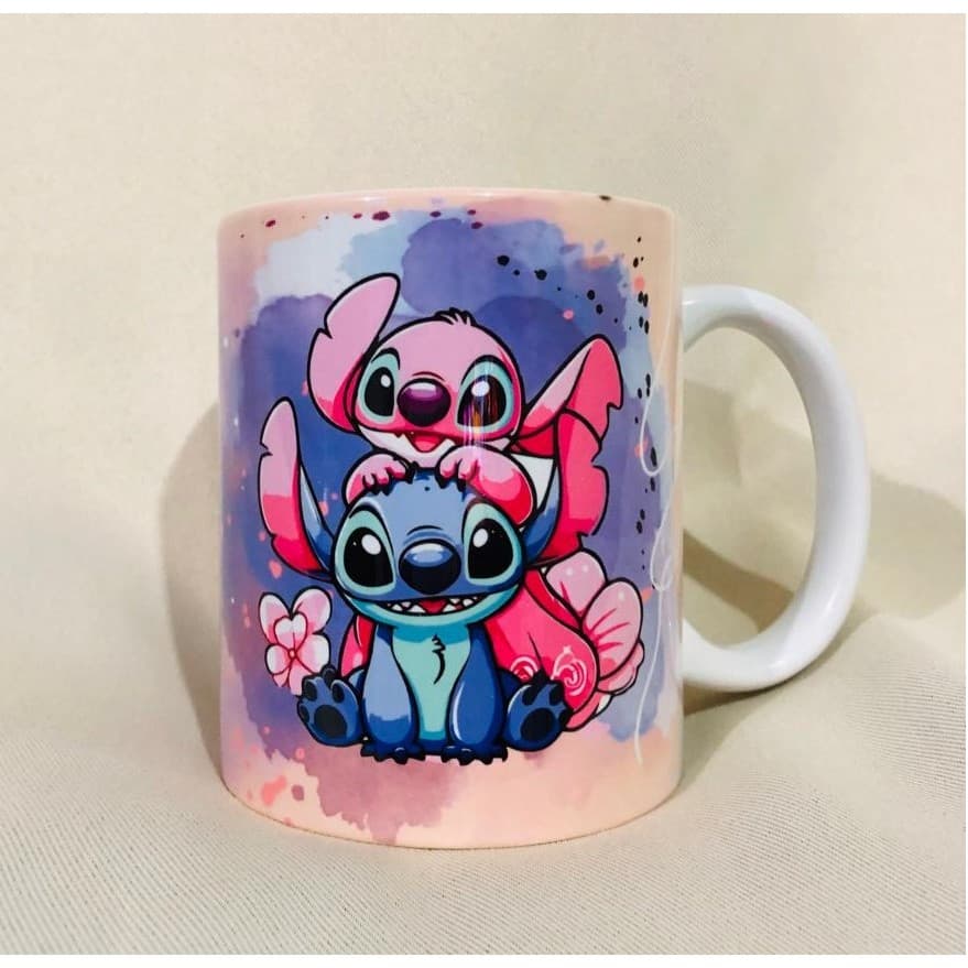 Caneca Stitch e Angel Personalizada Com Nome