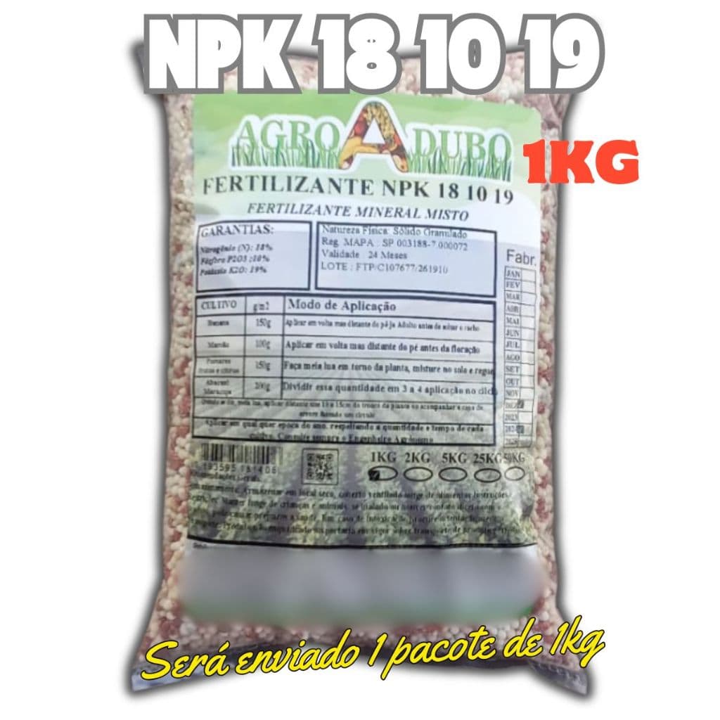 Fertilizante Npk 18 10 19 1kg Para Coqueiros E Frutiferas