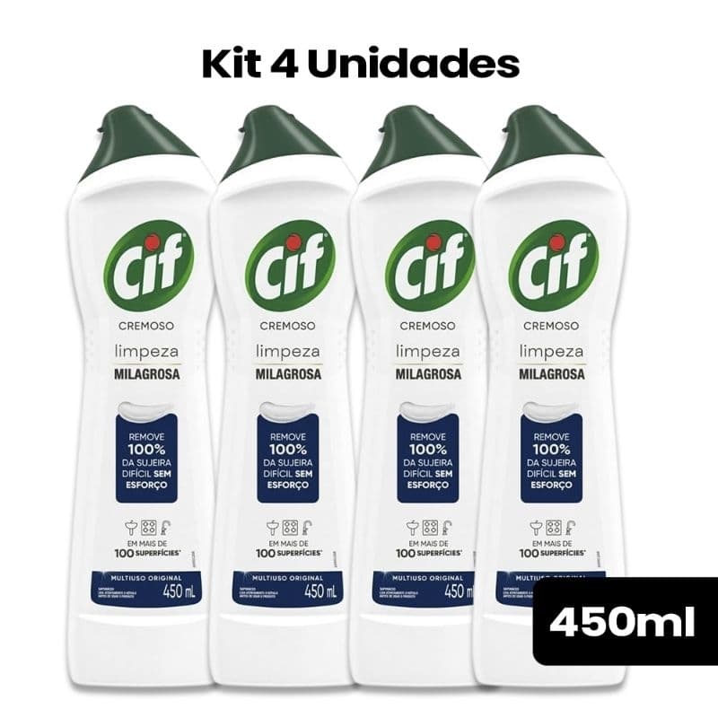CIF Desengordurante Limpeza Milagrosa 450ml kit com 4 unidade