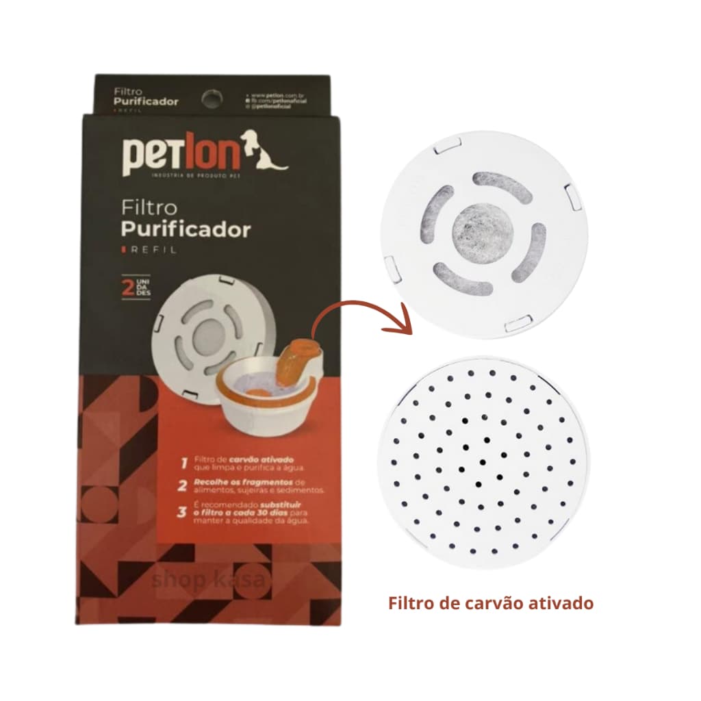Refil Filtro Purificador de Carvão Ativado PetLon para fonte 2 Unidades