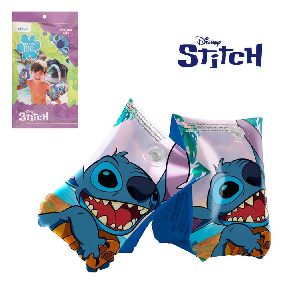 Boia de Braço Stitch Lilo Inflável Praia Piscina