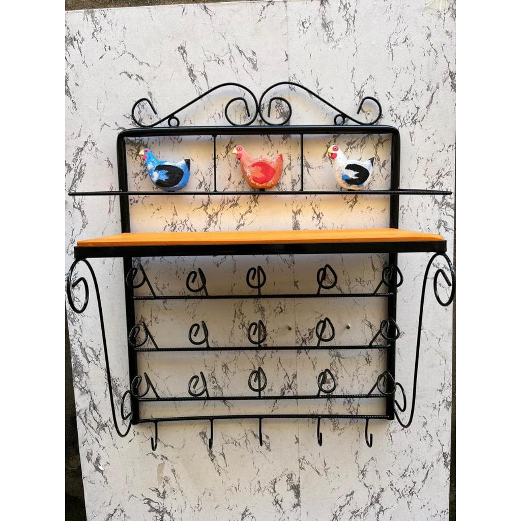porta copo com prateleira e gancho rustico