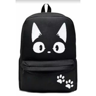 Mochila Gatinho Preta Escola Trabalho Academia