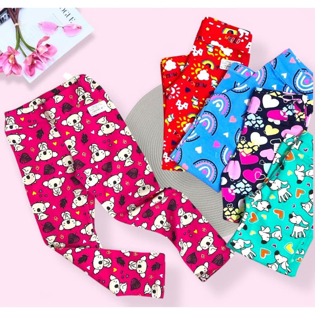 Kit com 3 Legging Infantil menina ESTAMPA SORTIDA