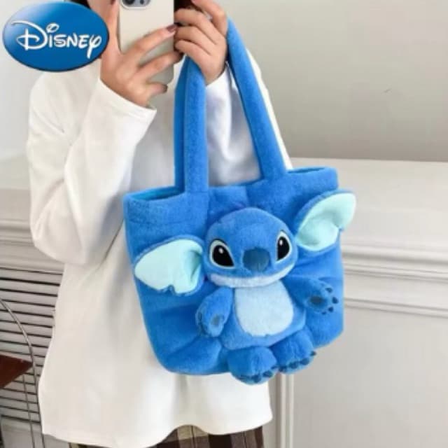 DISNEY-BOLSA STITCH DE OMBRO DE BONECA DE PELÚCIA PARA MENINAS, BOLSA MACIA, PONTO MORANGO, URSO, FOFA