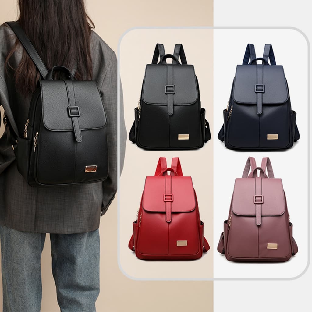 Bolsa Mochila femenina Média multifuncional da moda Em Couro Sintético para diaria