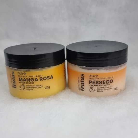 Esfoliante Corpo e Rosto Frutas Manga Rosa Pêssego Porán