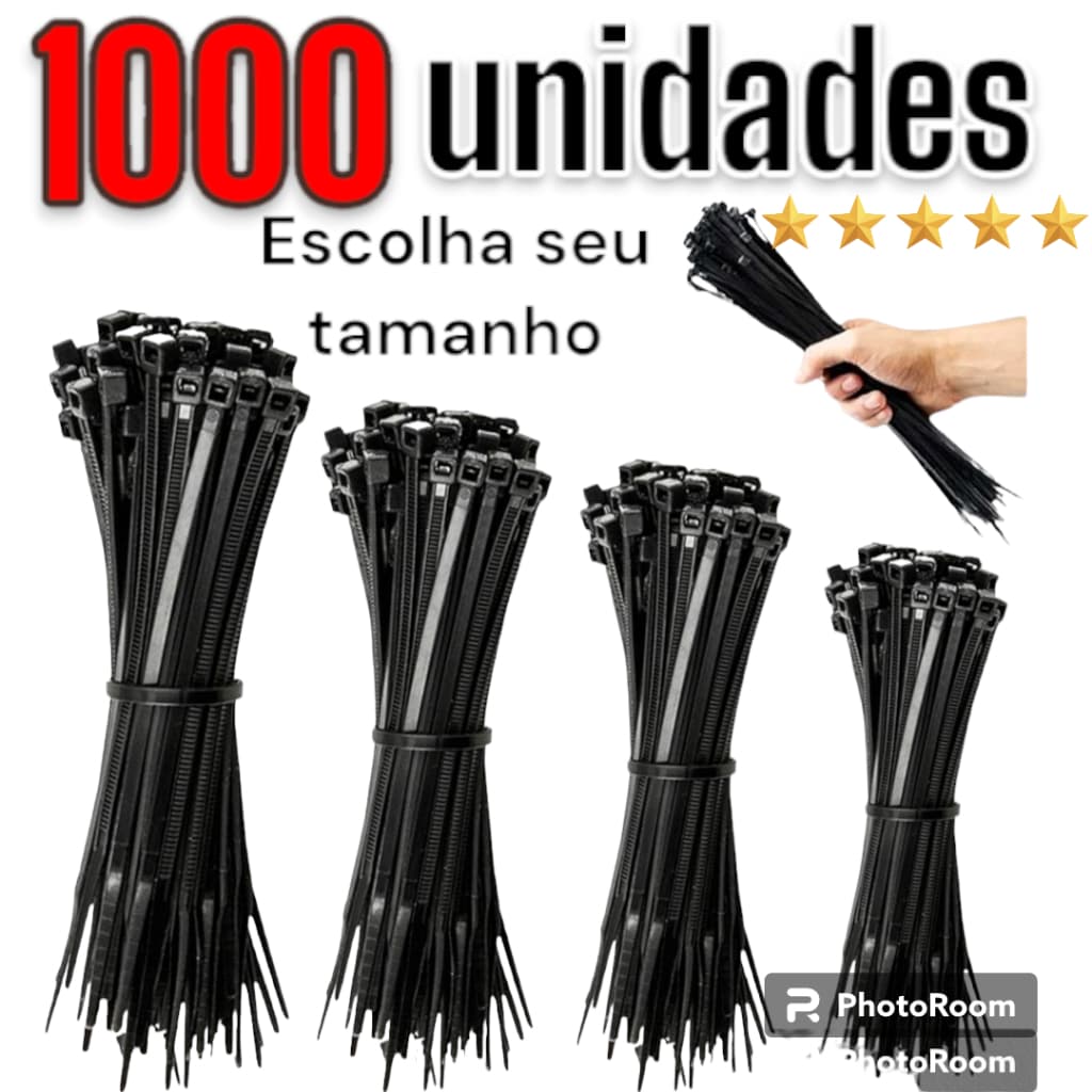 KIT C/ 1000 UN cinta plástica/abraçadeira nylon /FITA HELLERMAN /VARIAS MEDIDAS
