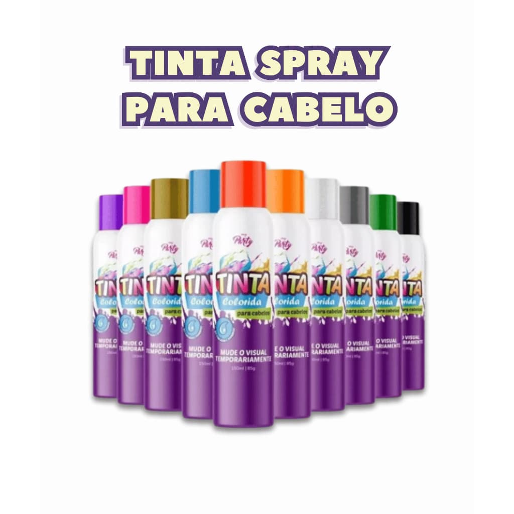 Tinta Spray Colorida para Cabelo – Carnaval 2026 – Neon e Cores, Festa, Bloquinho – Frete Rápido!