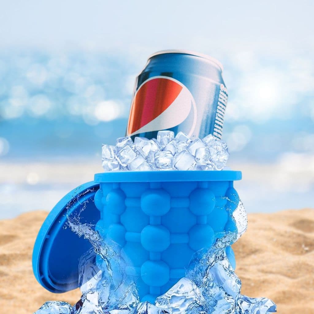 Forma de Gelo Balde Com Tampa Silicone 120 Cubos Gelo Rápido Mini Balde Porta Lata Garrafa 500 ml