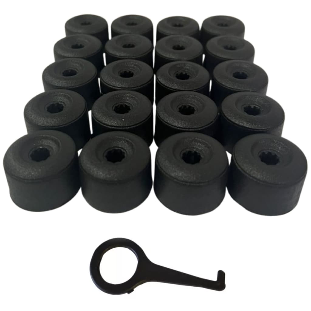 Kit 20 Capas para Parafuso de Roda 17mm Preta Universal para Carros