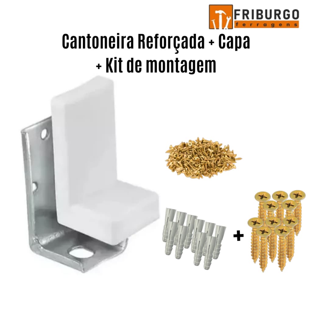 Kit com 10 UND Cantoneira Capa e Parafuso