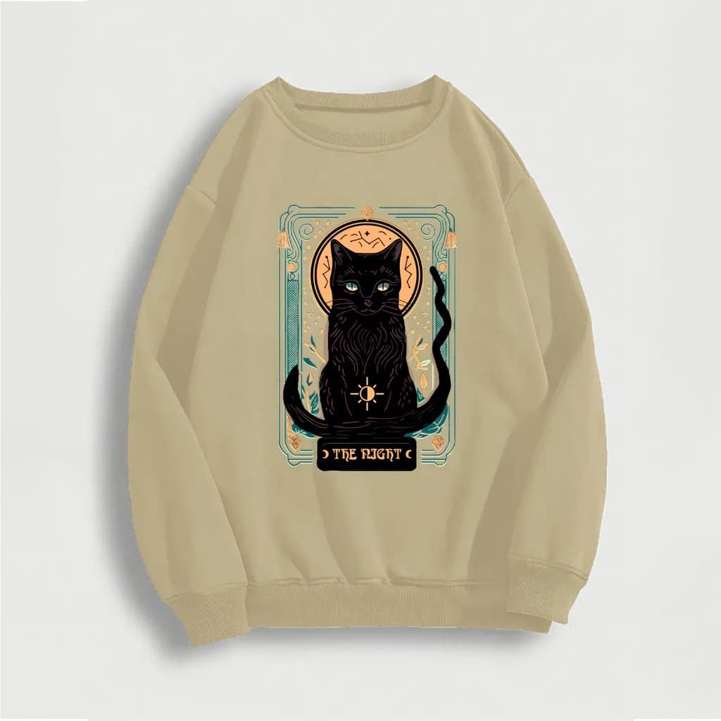 Moletom Careca Gato Tarô Gola Redonda Casaco Masculino Feminino Flanelado Unissex Inverno Frio Algodão Blusa