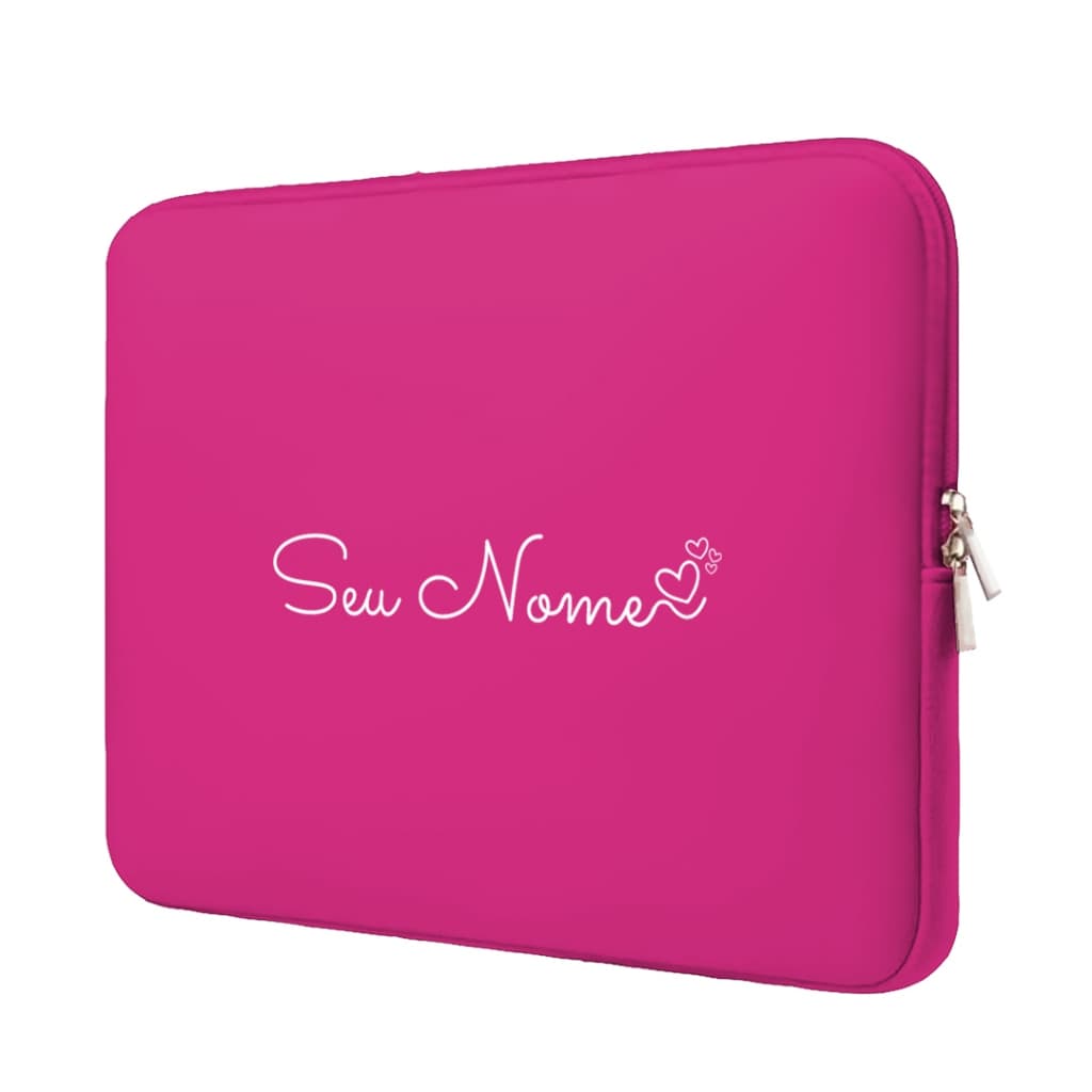 Capa Case Pasta Maleta para Notebook Neoprene Ultrabook 12/15.6/14/13.3/11/17/10 Personalizada com Nome Coração