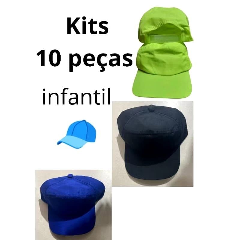 Kits 10 peças Boné Tactel Infantil Bombeta