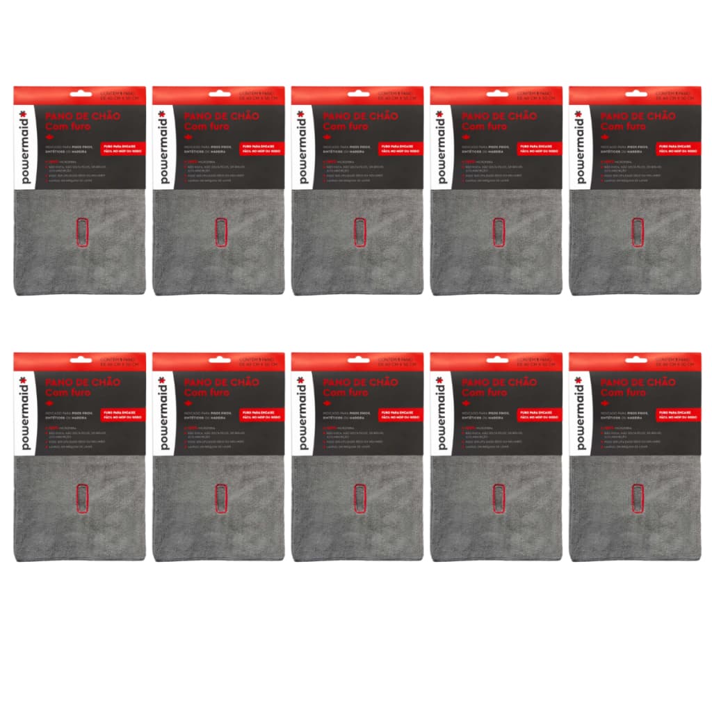 Kit Com 10 Panos De Chão Com Furo 100% Microfibra Alta Absorção 60x50cm