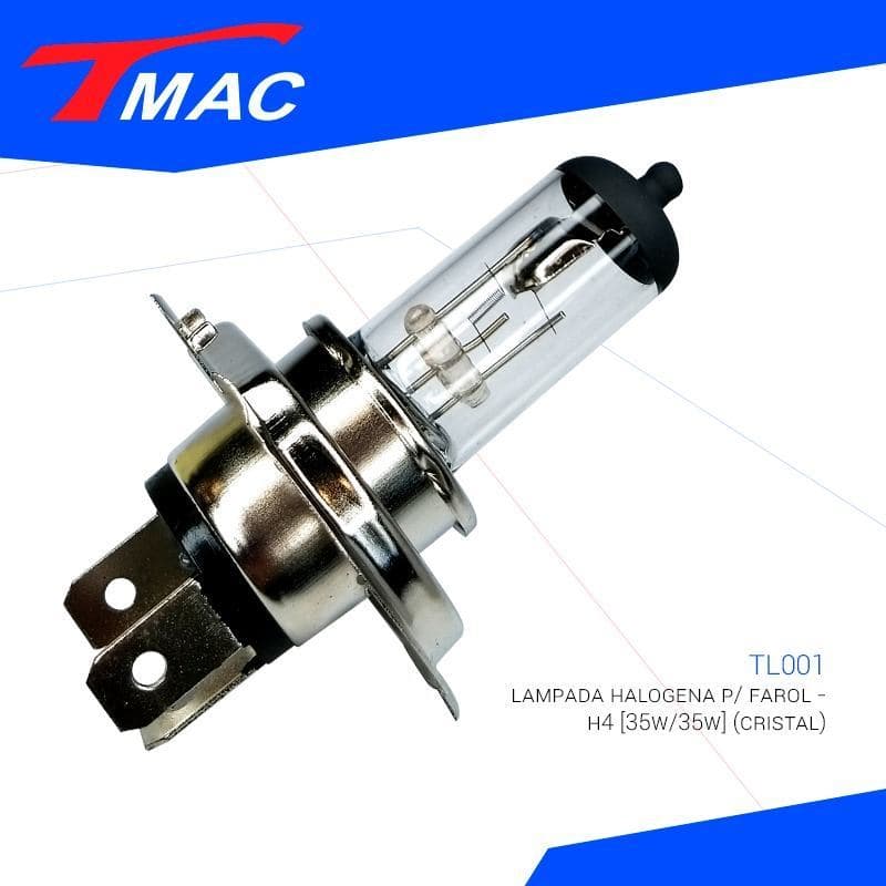 LAMPADA MOTO H4 FAROL 35W BIODO SOQUETE UNIVERSAL HALOGENA CRYSTAL CG YBR YES XTZ FAZER FACTOR