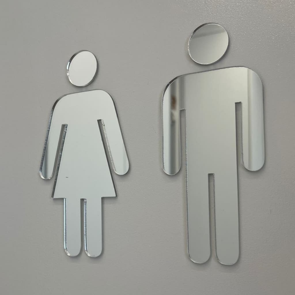 Placa Decorativa Sinalização Banheiro Acrílico Espelhado Indicativa