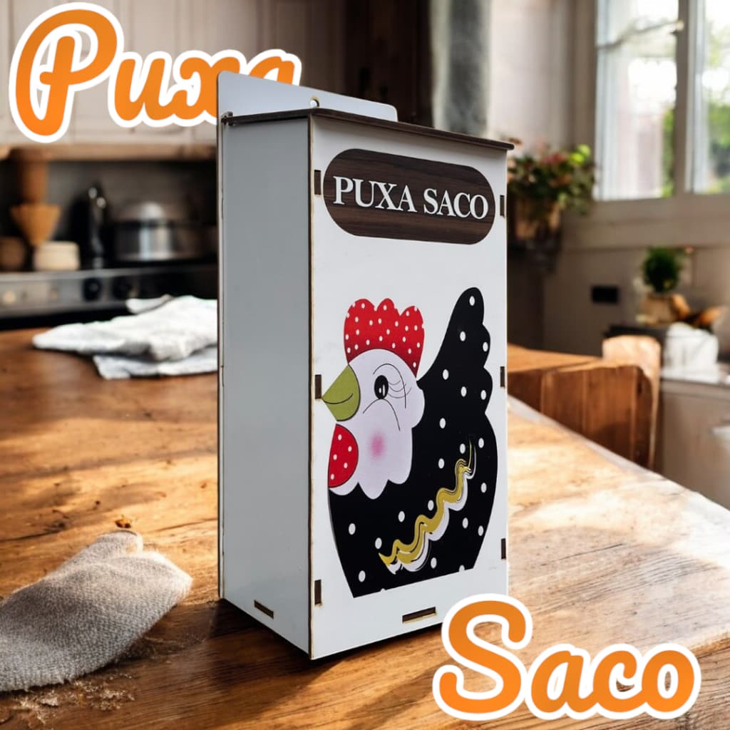 Puxa Saco De Parede MDF Decorado Porta Sacola