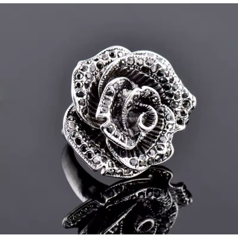 Anel Rosa Dourada  Marcassita Zircônia Prata 925 tam20