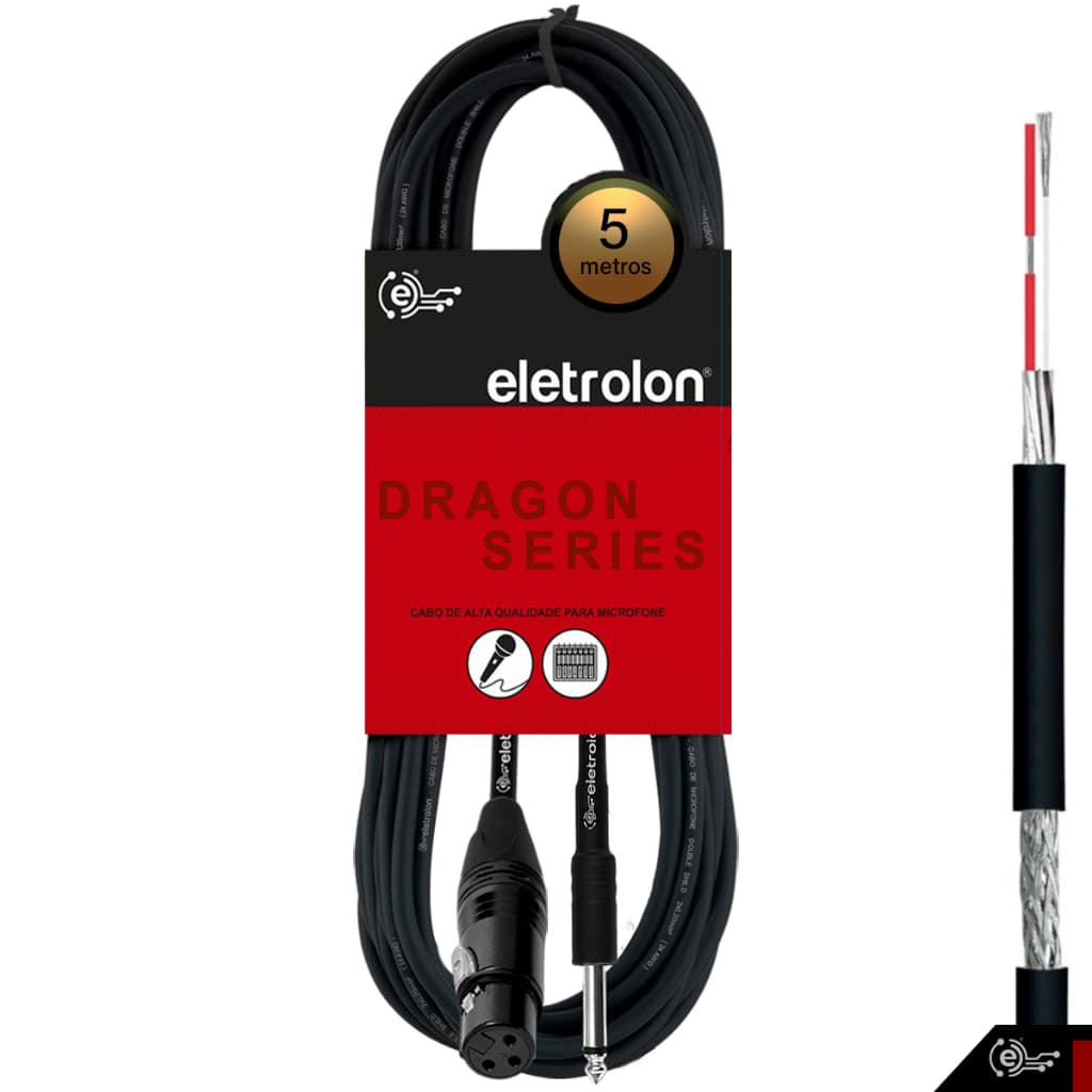 Cabo de Microfone P10 Mono Para XLR Femea Caixa de Som Mesa Karaoke - Disponível em Vários Metros