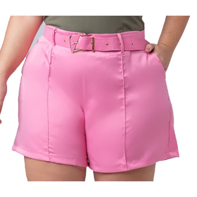 Short Bermuda Alfaiataria Feminino Cintura Alta Plus Size Blogueira Queima de Estoque