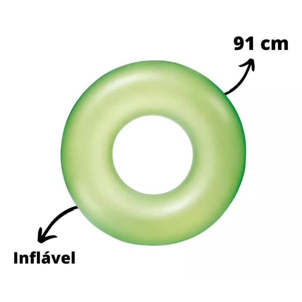 Bóia Piscina Praia Circular Inflável Verde Neon 91cm Bestway