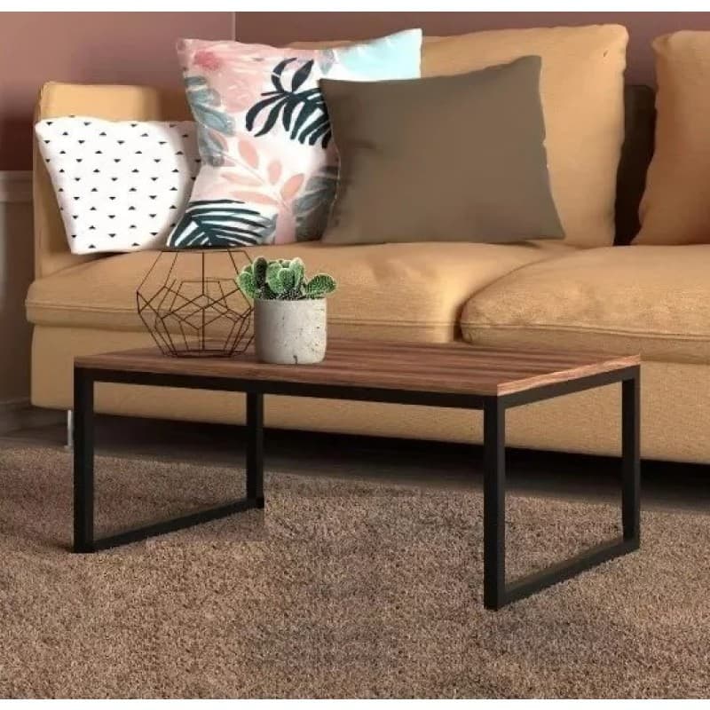 Mesa de Centro Sala Escritório Pés de Ferro Industrial Tampo em MDF - Decora Móveis Online