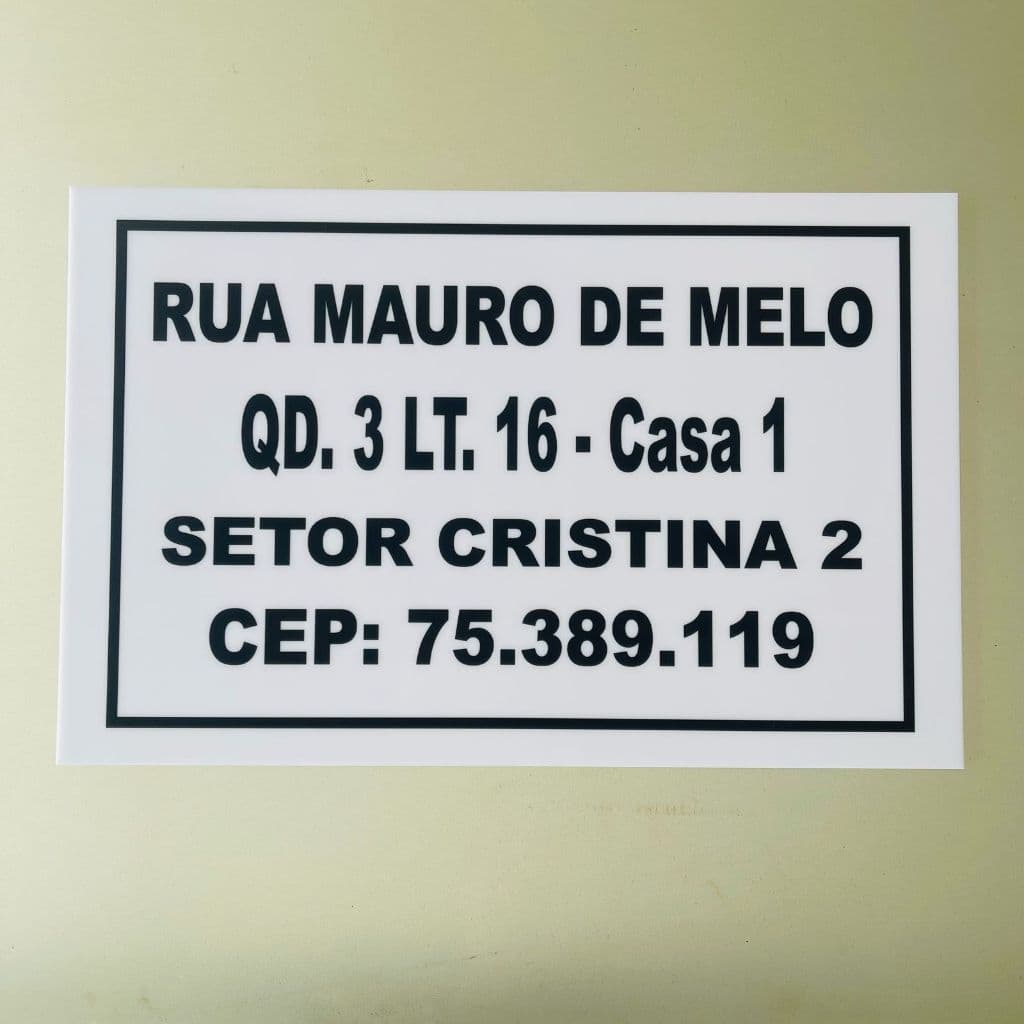 Placa de Endereço Personalizada em Acrílico com Impressão UV Direta Durável e Resistente