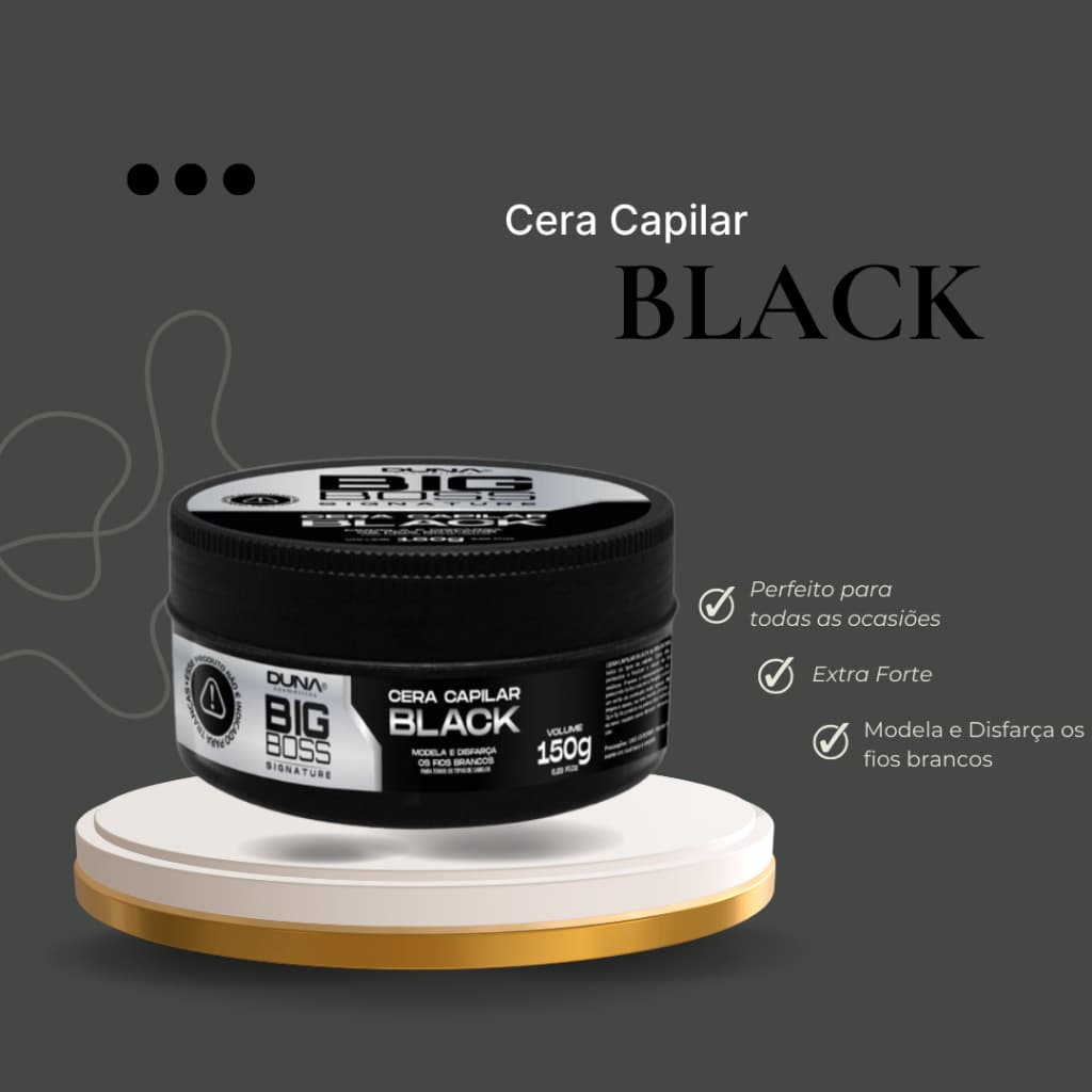 Cera Capilar Efeito Black Fixação Forte Masculina Barbearia