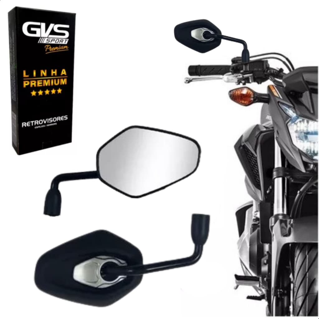 Par Retrovisor Tiger 1200 Haste Curta Rebaixado Gvs Linha Premium Para Honda