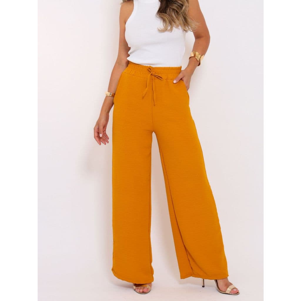 SM Calça Pantalona Feminina com Elástico e Amarração – Conforto e Estilo 8803