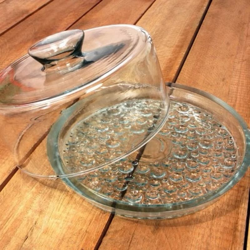 Queijeira De Vidro Com Tampa De Vidro Petit Poa Lirio