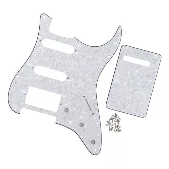 Kit escudo Stratocaster Guitarra Padrão Fender Hss 3 Camadas, 11 Furos + Placa traseira e Parafusos