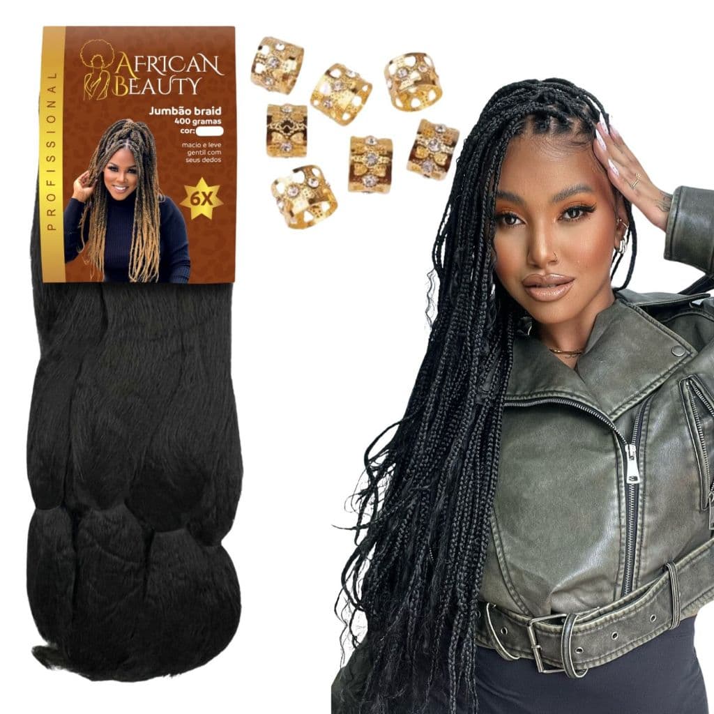 Cabelo Jumbo African Beauty Box Braid para Tranças Sintético 400g