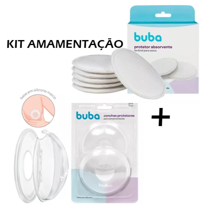 Kit Amamentação Concha e Protetor Absorvente de Seios Buba