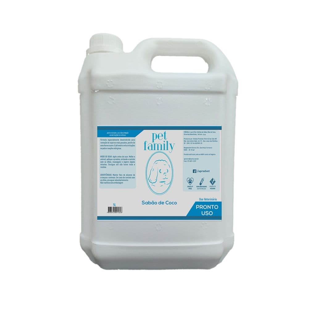Sabão De Coco Sabonete Líquido Pet Family Pronto Uso 5 L