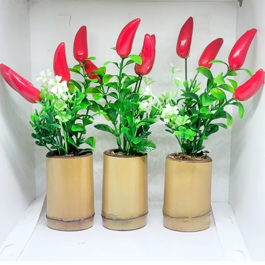 trio de vasinho de Pimenta, Pimenta Flores artificiais, Pimenta, Vasinho de Pimenta