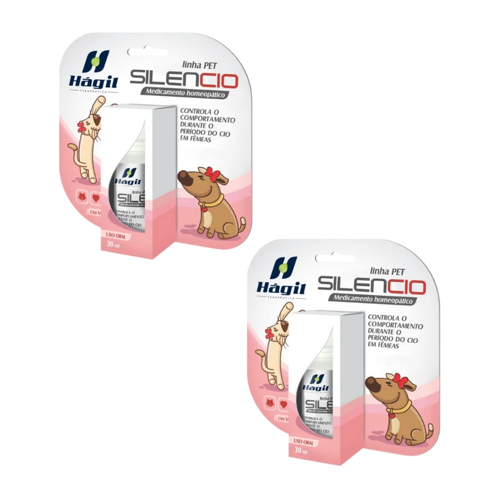 Kit 2 unidades Silencio - Calmante no Cio Para Cadelas e Gatas - 30ml